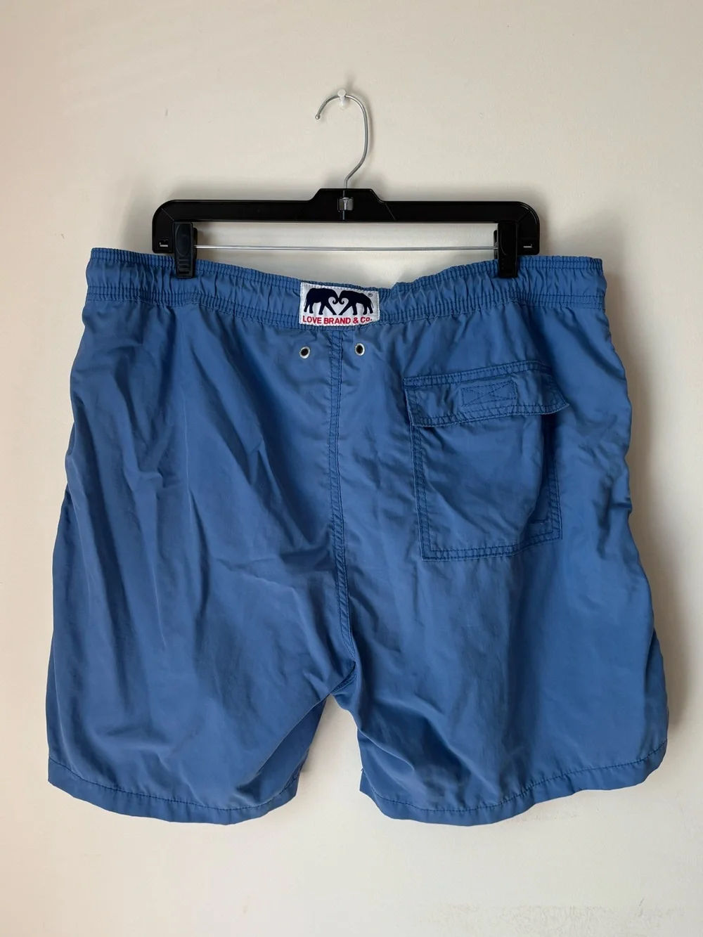 Love Brand & Co. Logo-Patch Men’s XXL Blue Drawstring Liner Swim Shorts Pockets